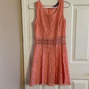 Youarenotalone Peach lace Sleeveless Dress